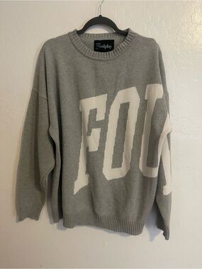 Men's Gray Crewneck Sweater with White Logo